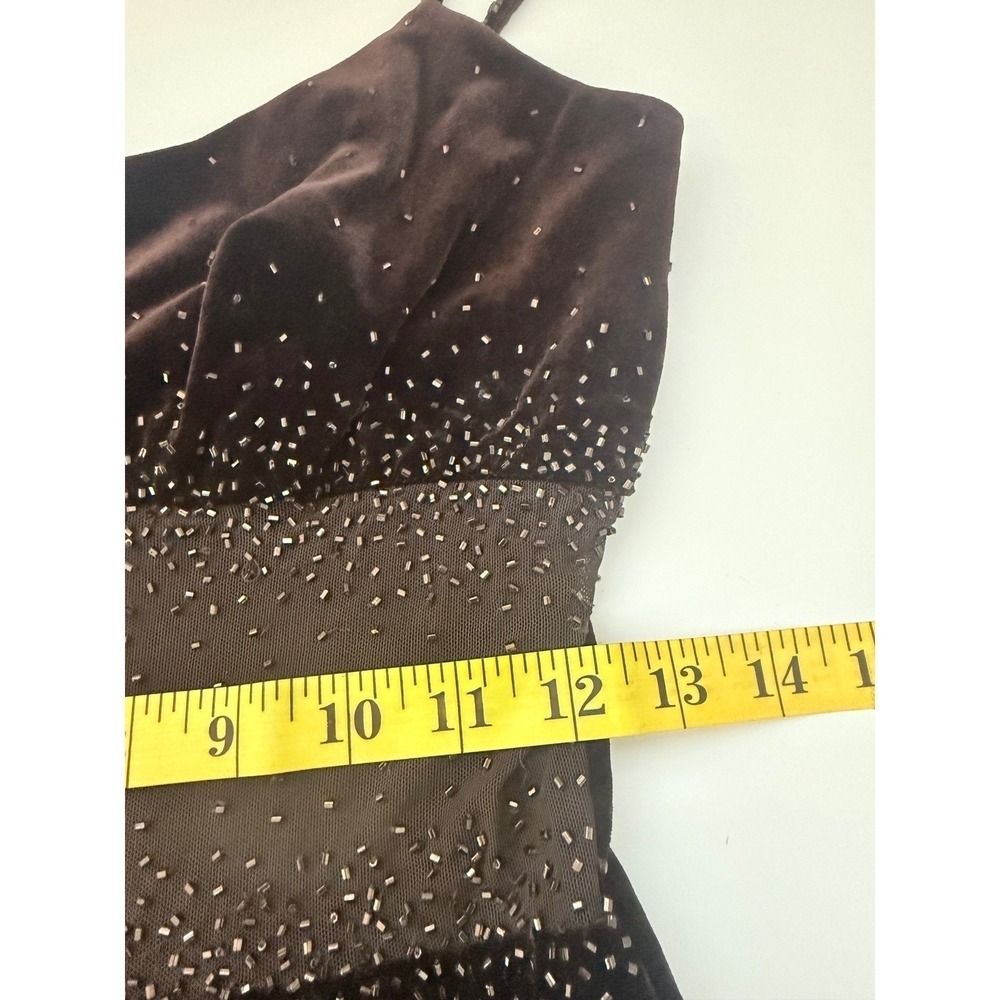 Y2K Cache Maxi Dress Brown Velvet Beaded Fairy Grunge Goth Witchy Sz 6 - Picture 10 of 15